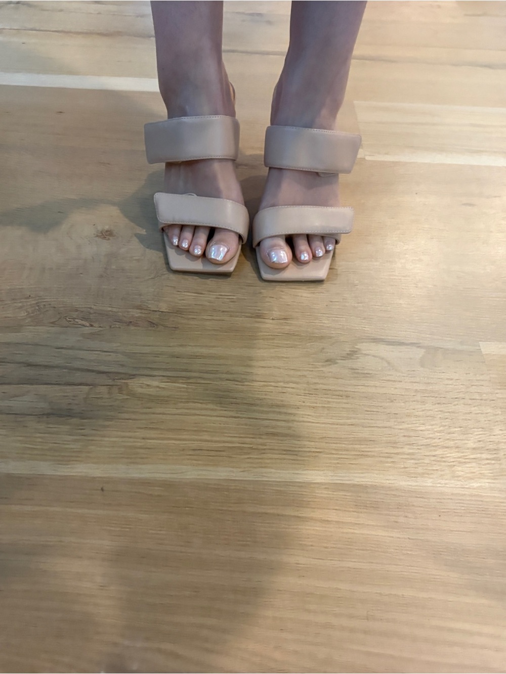 Women's Double-Strap Square Toe Sandal in Nude